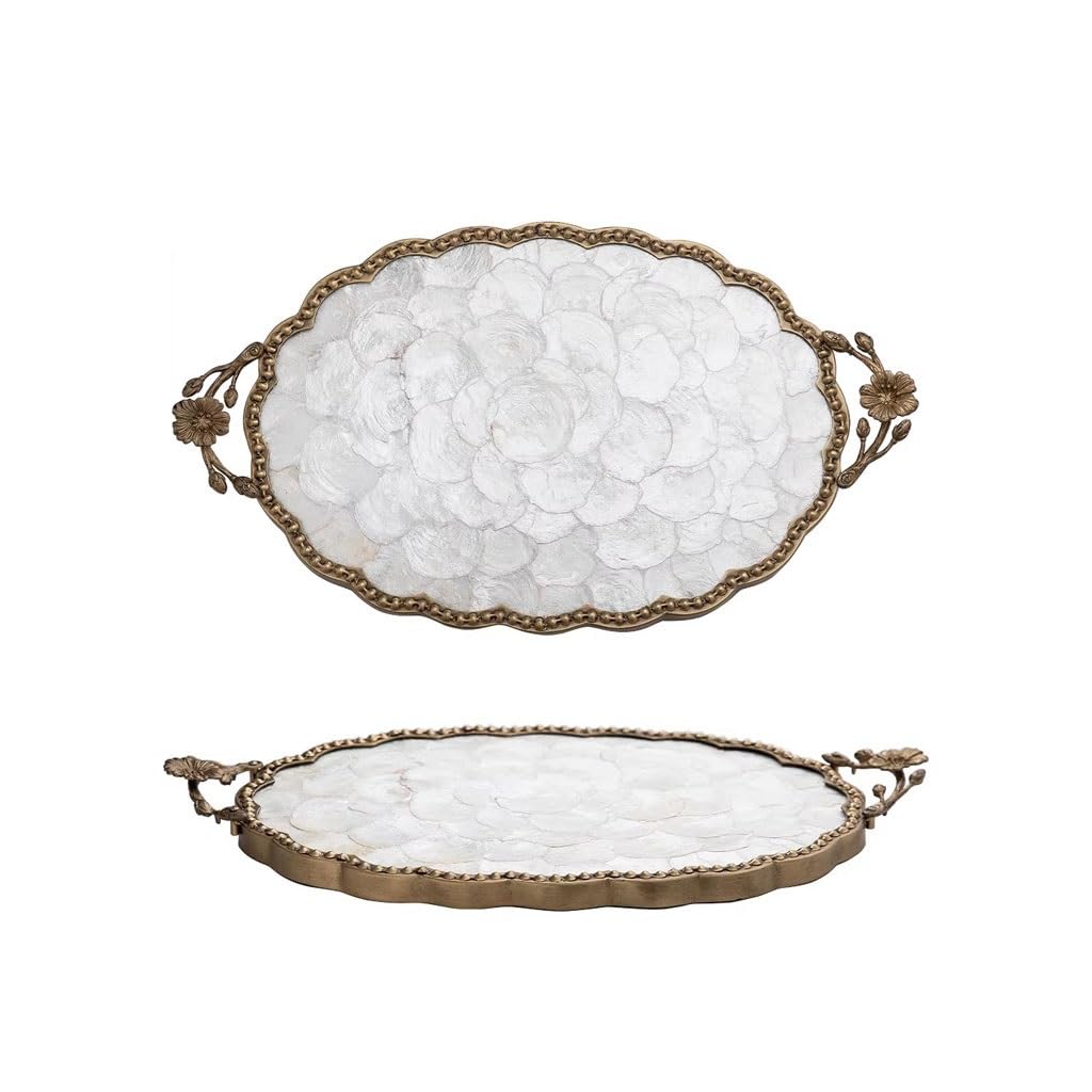 Tray Decor Home Desktop Shell Decorative Tray Porch Storage Oval Storage Tray Food Tray(B)