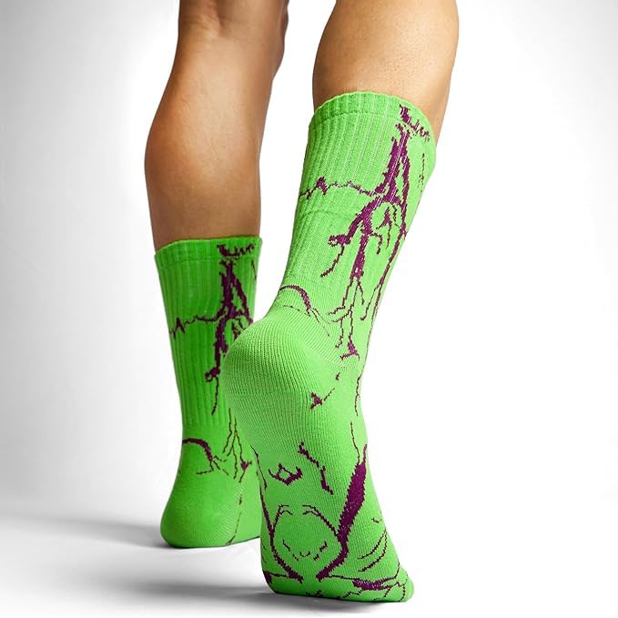 Image of Summer Unisex Fire & Flame, Electric&lighting Print Crew Socks - Soft Cotton, Breathable & Stretchable Streetwear Socks for Men & Women | Stylish Casual, Sports & Daily Use