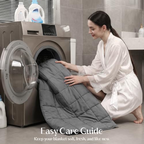 Image of Smart Queen Weighted Blanket with Sleep Mask 15lbs 48'' 72'' Twin Size, Soft Cooling Heavy Blanket for Sleeping, Breathable All Season Comfort with Premium Glass Beads,Machine Washable
