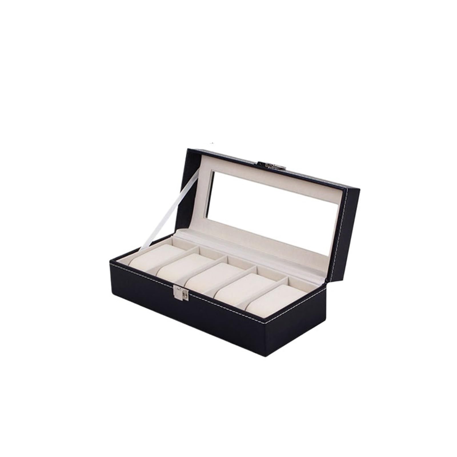 Uhrenbox 2/3/4/5/6/8/10/12 Slots PU Leder Uhr Box Traditionellen Stil Uhr Lagerung Box Geschenk Uhr Fall Mit Schloss Uhrenkoffer(Beige 5 Positions)