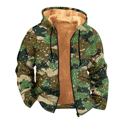 BOTCAM Sudadera con capucha para hombre, informal, holgada, con cremallera impresa en 3D, color rojo oscuro, verde, XXL
