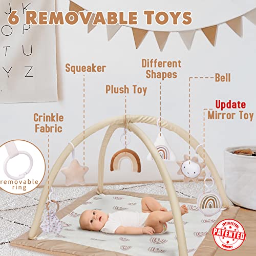 Washable Baby Gym Activity Center With Play Mat, Rainbow Early Development Playmats, 6 Toys For Infant & Toddler, Larger, Non Slip #TOP2