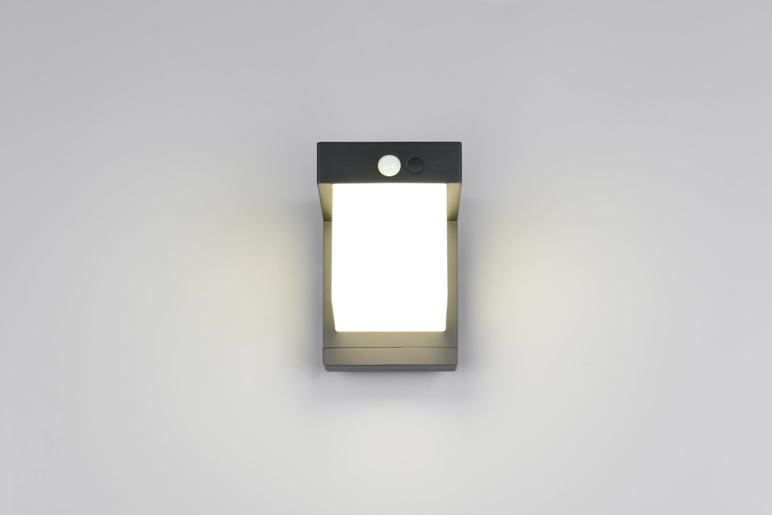 Reality Leuchten LED Hybrid Solar Außen Wandleuchte Colombo R23286132, Metall Schwarz matt, Schirm Kunststoff Weiß, inkl. 5.5 Watt LED, Bewegungssensor, Dämmerungssensor, Orientierungslicht |