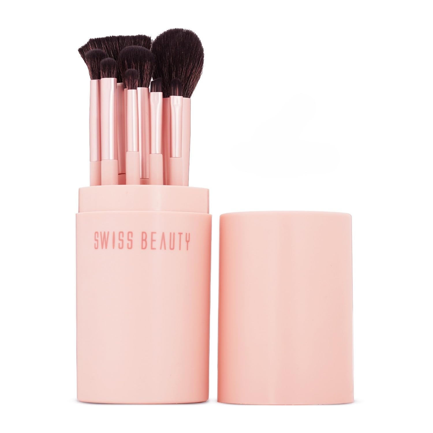 Swiss Beauty Take Me Anywhere 8-in-1 Makeup Brush Set | Compact Travel-Friendly Brush Kit | Soft Synthetic Bristles | Multi-Functional | Durable & Lightweight | Flawless Application | PETA Certified | 8Pcs