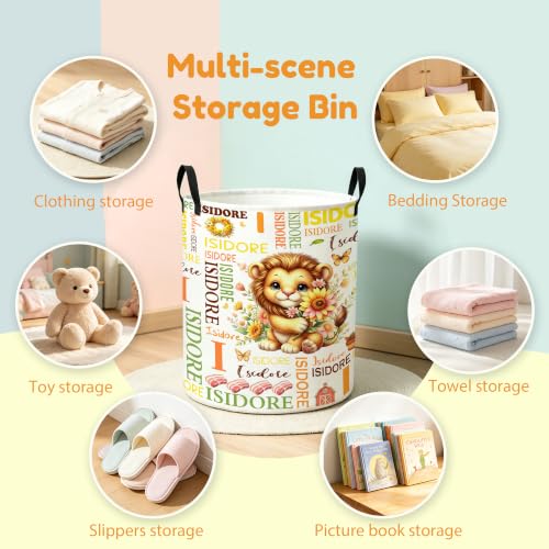 Image of Custom Lion Laundry Hamper, Personalized Laundry Basket with Name, Customized Dirty Clothes Basket for Clothes Toy Bathroom Bedroom Storage,S-16.5 inchX 13.8 inch