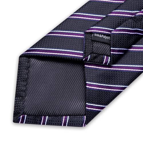 Image of DiBanGu Mens Tie Silk Plaid Striped Necktie and Pocket Square Cufflinks Tie Clip Set with Gift Box Formal Wedding Party