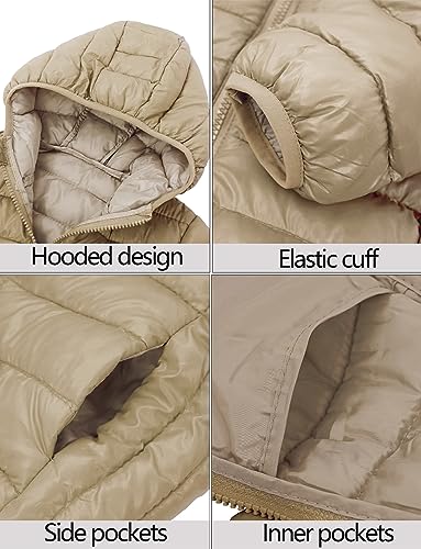 Image of Happy Cherry Kids Lightweight Puffer Jacket Packable Bubble Coat Down Cotton Coats Zip Up Hooded Outwear