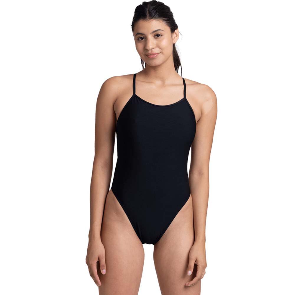 Jolyn Women's Black Alyssa Fixed Back Athletic One Piece Swimsuit For Competitive Swimming, Lifeguarding, Diving, Medium Coverage, 26