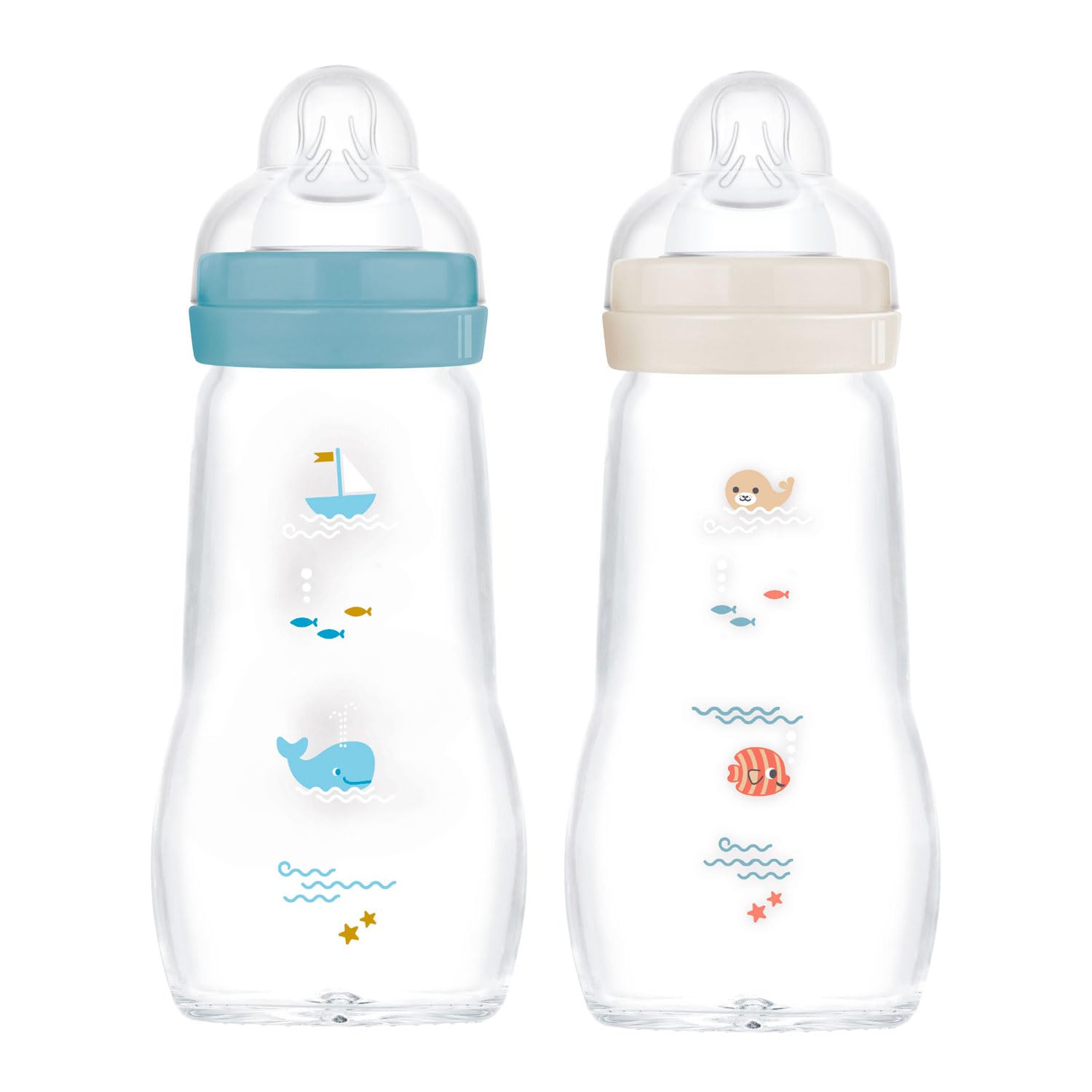 MAM, Feel Good Glass, biberon in vetro, della capacità di 260 ml, 2 pezzi, 67036700
