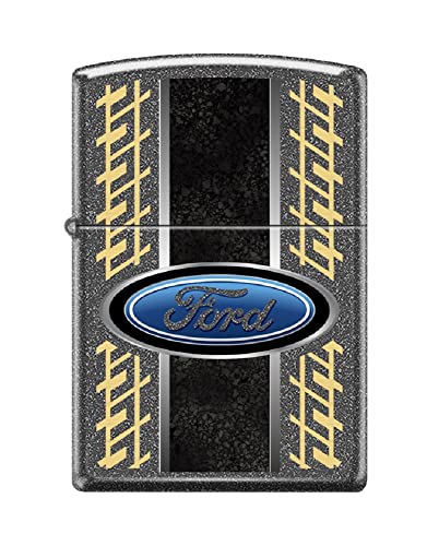 Encendedor Zippo Black Crackle diseño llantas Ford Oval miniatura 1