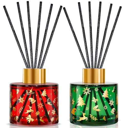 STRN Reed Diffuser Set with 12 Sticks, 6.8.fl oz (200ml) Sweet Home & Wreath Scents, Long-Lasting Home Decoration for Bathroom, Bedroom, Office - 2 Packs