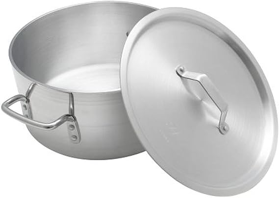 TrueCraftware- 8 Qt Aluminum Brazier Pot with Cover 6mm Heavy Weight Braising Pan Roasting Saute Pan Searing Frying Cookware Mirror Finish