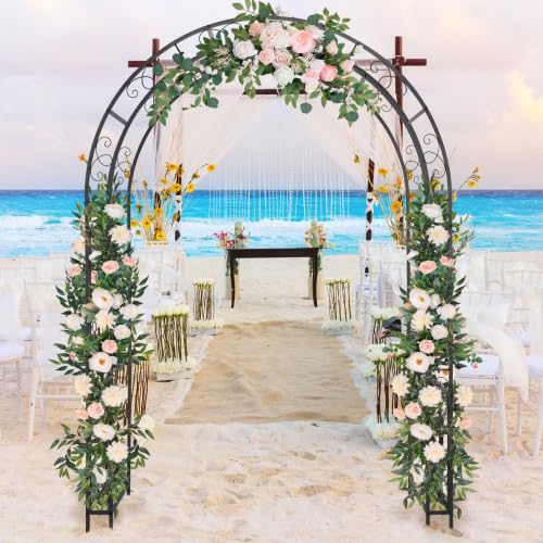 Bonnlo Arche de Jardin en Acier et Double Couche, Arche en Fer pour Plantes Grimpantes et Rosiers, Tonelle Jardin pour Mariages, Fêtes et Décorations Extérieures 240 x 190 x 60cm, Grande Taille, Noir