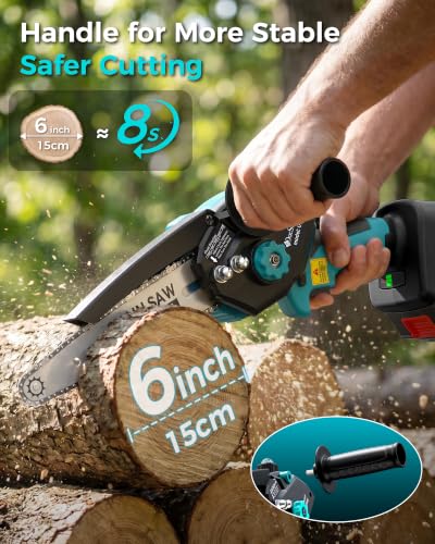 Image of 8 inch Electric Mini Chainsaw for Wood Cutting, 1000W Brushless Motor
