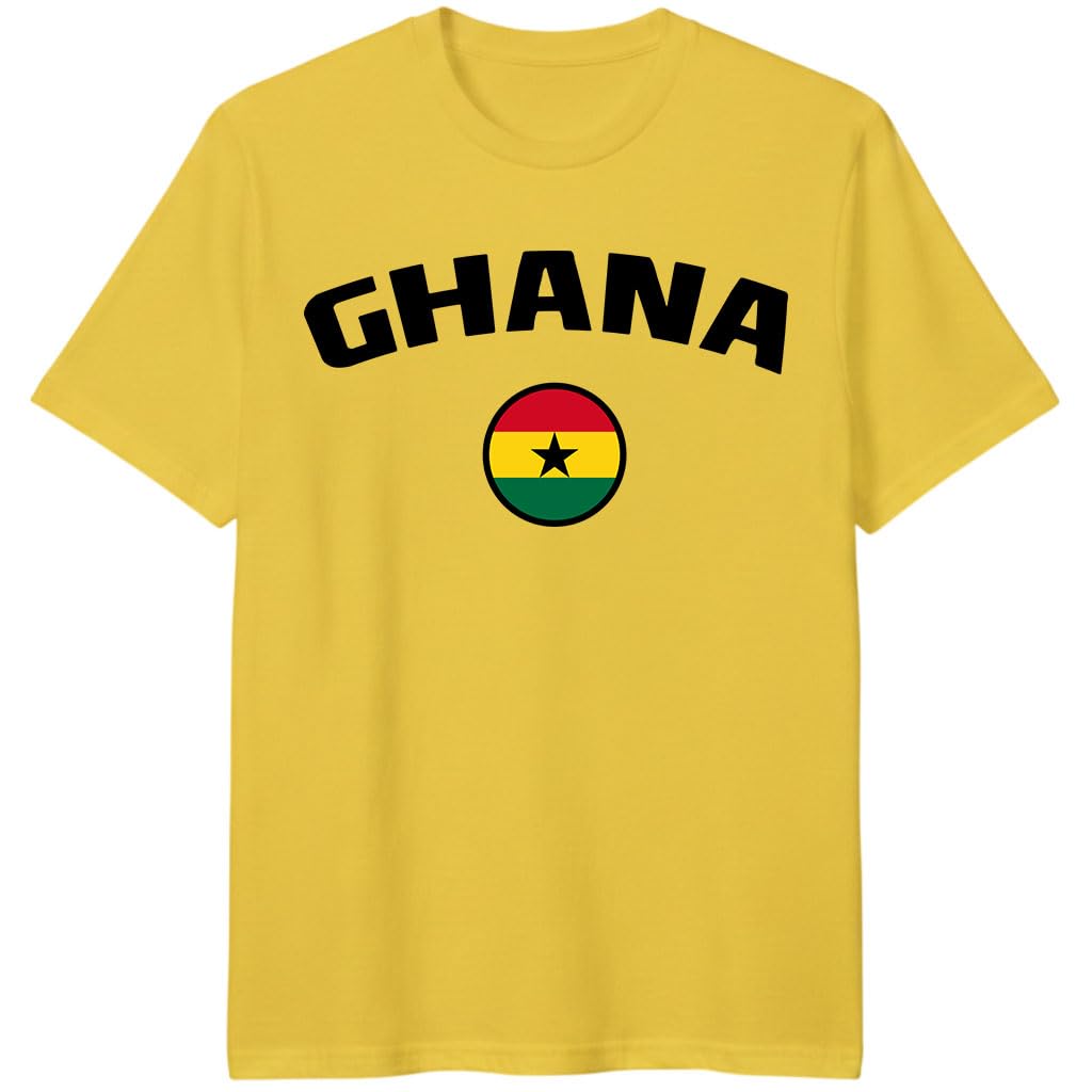 Ghana Football T Shirt, Personalised Ghana Football T-Shirt, Custom Name and Number Tee Yellow