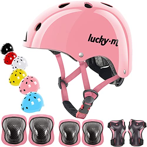 Ensemble d'équipement de Protection pour Enfants garçons Filles Taille réglable Casque avec genouillères, coudières, protège-Poignets pour Skateboard, Cyclisme, Hoverboard, Scooter