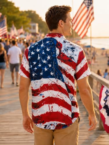 Image of Yoimira Hawaiian Shirts for Men, Print Mens Casual Short Sleeve Button Down Shirts Floral Aloha Beach Shirt