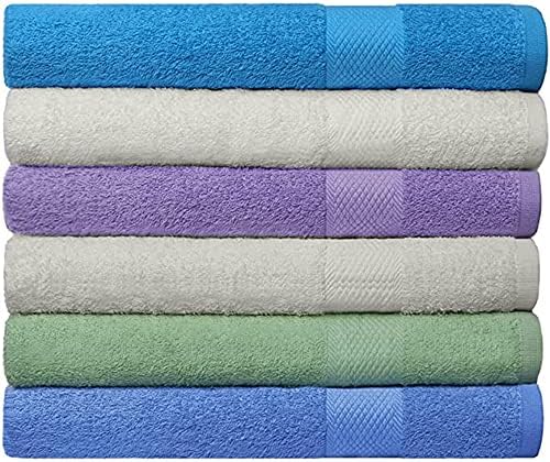 Ashley Mills Bath Towels Set of 6 - 400 GSM Super Soft Cotton Towels, Quick Dry, Highly Absorbent Spa Hotel Towels for Bathroom | Bath Towels 28"x55" - Multi Colors