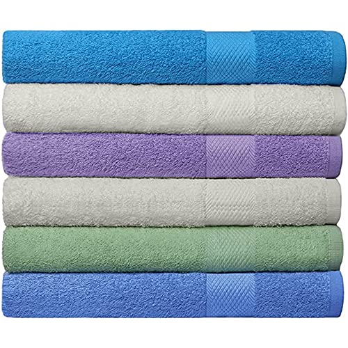 Ashley Mills Bath Towels Set Of 6 - 400 Gsm Super Soft Cotton Towels, Quick Dry, Highly Absorbent Spa Hotel Towels For Bathroom | Bath Towels 28"X55" - Multi Colors #TOP29