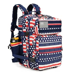 45L Tactical Assault Backpack 3 day assault pack with Molle Waterproof backpack Rucksack for Tactical Backpacks (Striped Flag)