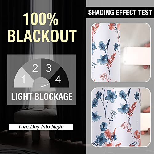 Image of BFAM Floral Print 100% Blackout Curtain with Black Linning at Back, Floral Print Curtains for Living Room /Bedroom Thermal Insulated Energey Saving Blossom Curtain, Pack of 1 Curtain