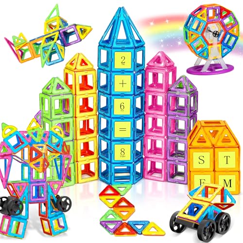 COOLJOYA Costruzioni Magnetiche 120 Pezzi, Costruzioni Magnetiche, Costruzioni per Bambini 3 Anni Magneti Bambini 3 4 5 6 7 8 Anni