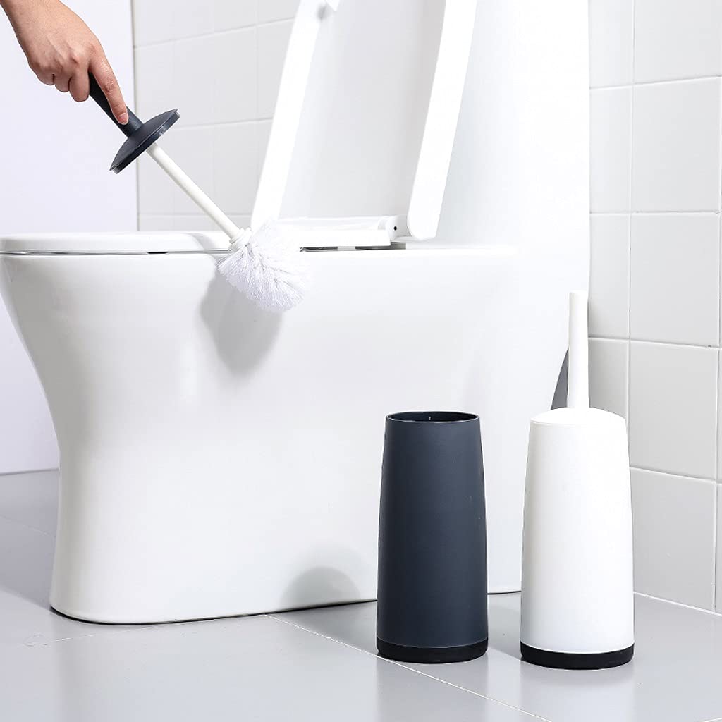 Escobillas de Baño/Escobilla WC Soporte de cepillo de inodoro for el hogar de piso de pie, inodoro, cepillo, conjunto de baño, brocha de limpieza de mango largo 360 °, sin ángulo muerto, cepillos blan