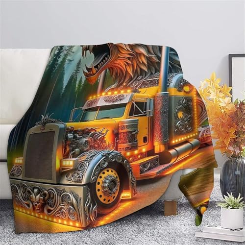 Couverture lit microfibre chaude et douce imprimée 3D camion