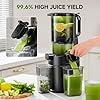 AMZCHEF Extracteur de jus automatique Vos mains libres, Ouverture de 145mm capacité de 1,8L Extracteur de jus de fruits et légumes entiers Extracteur jus lent de 250W avec triple filtre (Noir Profond)