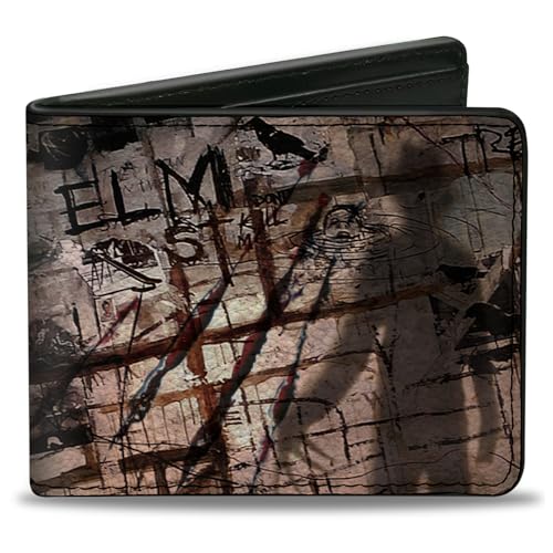 Buckle-Down Men's Pu Bifold Wallet-Elm St/Scratch & Scribbles/Freddy Shadow