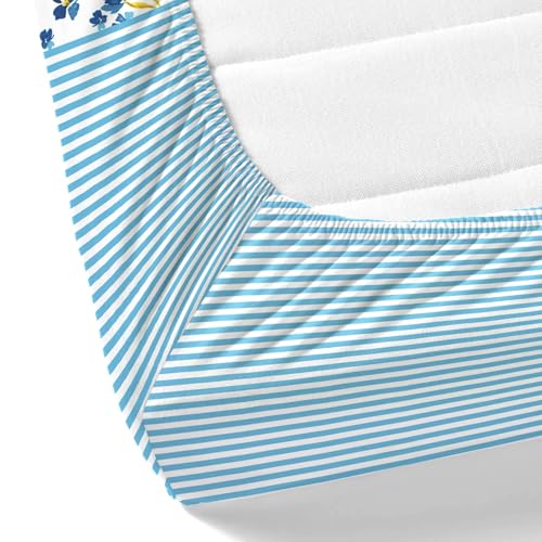 Image of Home Ecstasy 100% Cotton King Fitted Bedsheet with 2 Pillow Covers - (Size 72 x 78 inches, 140 TC, Colour - Blue)