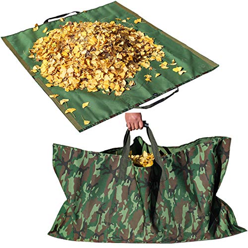 Leaf Bag Garden Lawn Yard Waste Tarp Container Gardening Tote Trash Reusable Heavy Duty Canvas Fabric (Tarp Camo)