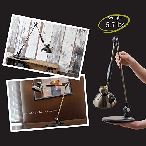 Ikwuanfly Metal Led Desk Lamp, Vintage Swing Arm Lamp, 1,500 Lumens, Gesture Control, Touch Control, 3 Color Modes, 12 Brightness Levels, Highly Adjustable For Home Office, Workbench, Silver #TOP6