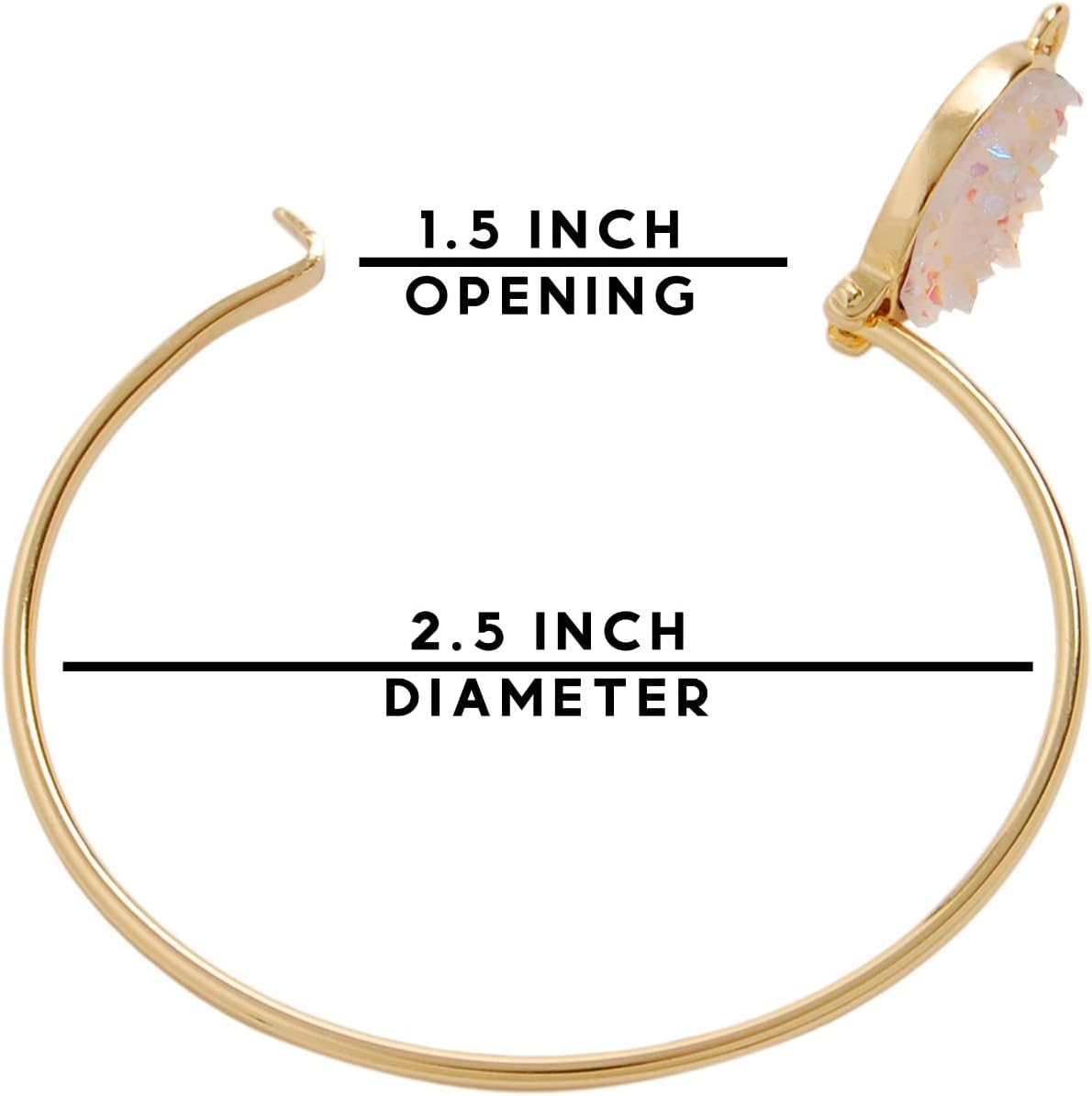 Humble Chic NY Simulated Druzy Cuff Bracelets for Women - Boho Stackable Bangle Bracelet, Plated in Gold, Silver, or Rose Gold Tone with Oval Stone - Image 4