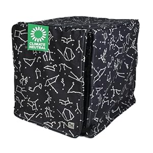 Molly Mutt Rocketman Dog Crate Cover, 100% Cotton Canvas Cover with 2 Roll-Up Panels, Ideal for Dog or Cat Crate, Durable, Washable, and Free of Harmful Chemicals, 24″ x 18″ x 21″