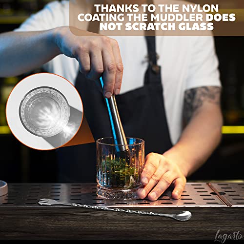 Stainless Steel Stir Spoon Muddler For Cocktails Set - Muddler Old Fashioned Cocktail Kit Ice Crusher Bar Spoon Cocktail Mixing Spoon - Fruit Crusher Mojito Mix Cocktail Shaker Coffee Bar Accessories #TOP6