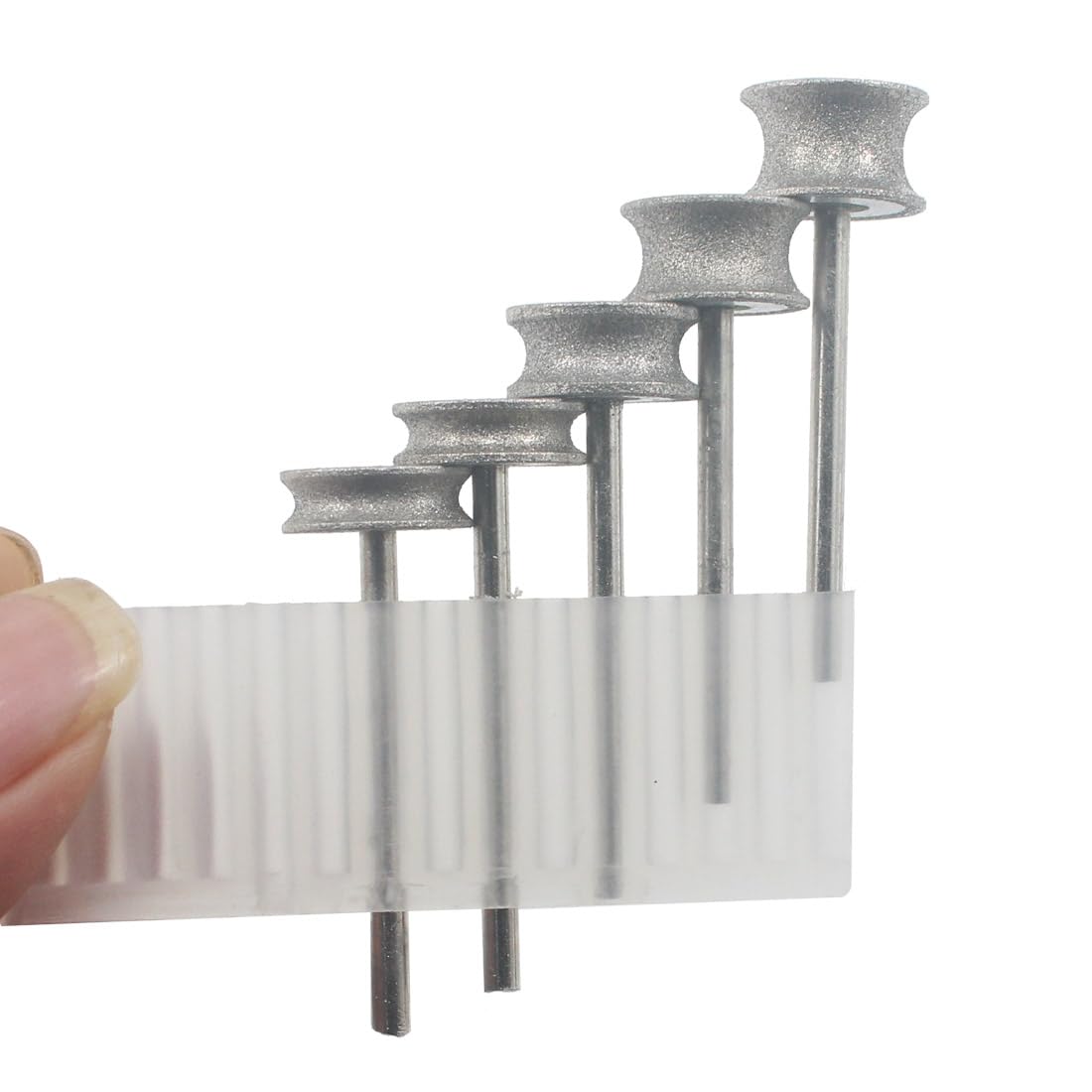 Luo ke 5 Pcs Concave Arc Diamond Burs, 1/8'' Shank Coarse Grit Diamond Mounted Engraving Bits Diamond Burs for Bracelet/Ring Making Tools for Rotary