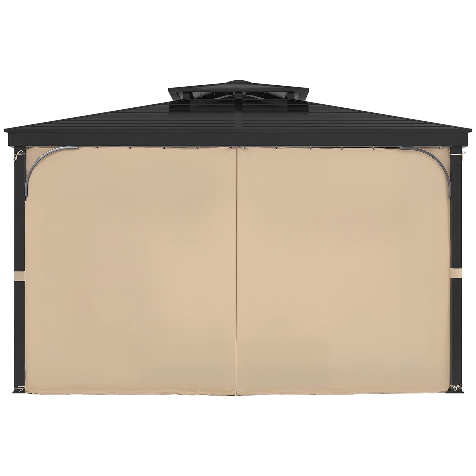 VEVOR Rideau d'Intimité pour Tonnelle Extérieur, 281x373x213 cm, Rideaux Pare-Soleil Universel Polyester Imperméable de Remplacement, avec Fermeture Éclair, pour Auvent Patio, Rideau Uniquement, Kaki