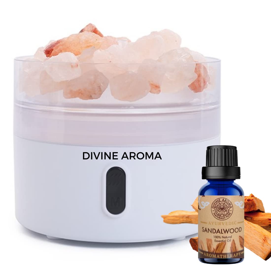 Divine Aroma Diffuser for Home Fragrance | Himalayan Rock Salt Aroma Diffuser/Humidifier & Sandalwood Essential Oil Home,Office, Spa, Bedroom, Hotel & Saloon