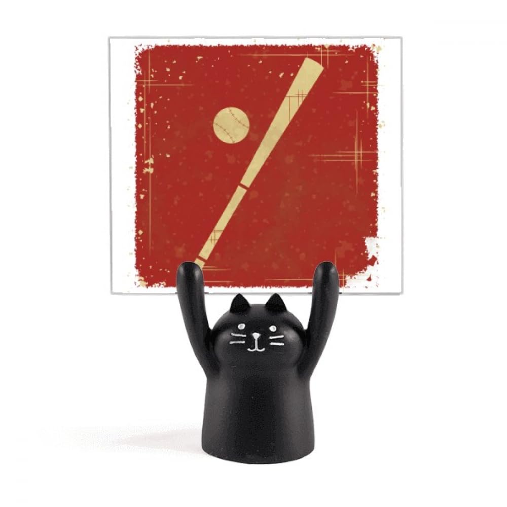 Support mémo chat noir figurine originale avec baseball rouge - 4