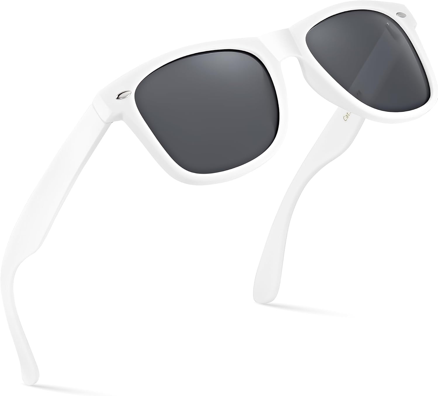 Retro Rewind Polarized Sunglasses for Men and Women - UV Protection Classic Sun Glasses Matte White | Smoke