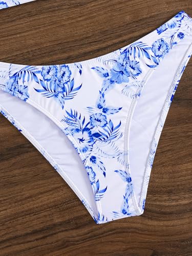 Image of YIMISAN Women's Ribbed Bikini Sets One Shoulder Top with Mid Waist Two Piece Bathing Suit