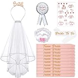 【Ideal Regalos Despedida de Soltera para Novia】Estos bride to be accesorios también se pueden utilizar como regalo para tus hermanas o mejor amiga. Velo de la Novia hizo chinlon con peine de plástico, peine permite un fácil pañuelo al desgaste, los en el que te hace más bella. ¡un bonito diseño que destacará entre tú o tu hermana!
