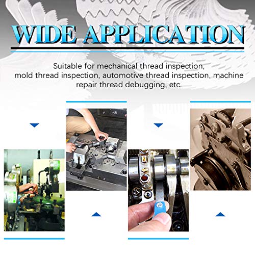 Glarks 5Pcs Stainless Steel Screw Thread Pitch Cutting Gauge Tool Set, 51Pcs America Sae Type + 52Pcs Metric & America Sae Type & British Whitworth + 3Pcs Center Gage, Packed In Plastic Box #TOP6