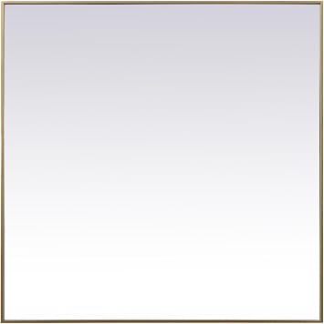 Elegant Decor Eternity 48" Square Modern Metal/MDF Wood Vanity Mirror in Brass
