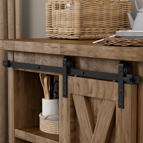 WOLFBIRD 120cm/4FT Schiene Super Mini Schiebetür Hardware Kit für Einzeltür, kleiner Schrank, TV-Stand verwendet (kein Schrank)