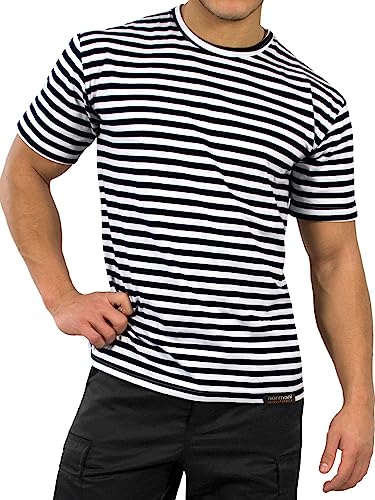 Russisches Marine T-Shirt Rundhals S-XXXL Schwarz/Weiß-Shirt L