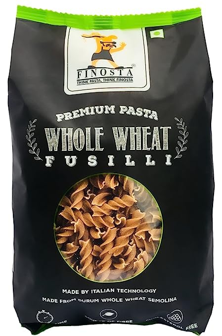 Fusilli Whole Wheat Pasta, Easy to Cook | Tasty and Healthy | No Maida | Source of Fibre | Cholesterol Free | Vegetarian, 500 gm