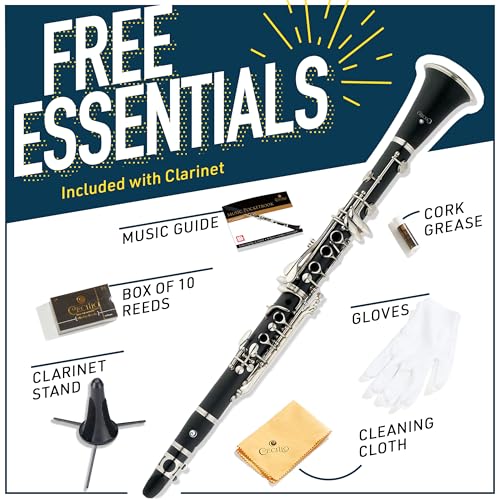 image for Mendini by Cecilio B Flat Clarinet for Beginner, Ebonite Bb Clarinet w