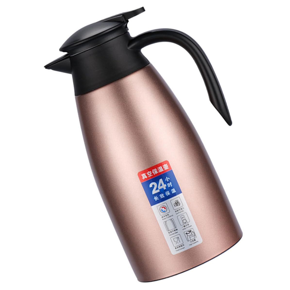 Jarra térmica de café de acero inoxidable con 2l de capacidad y asa cómoda